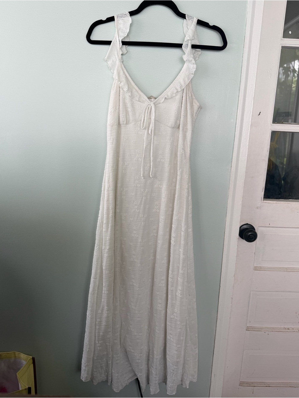 See You Monday White Ruffle-Trim Maxi Slip